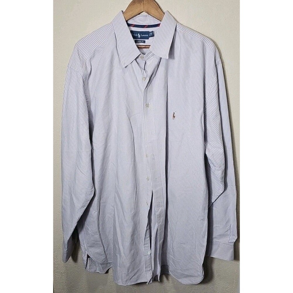 Polo Ralph Lauren Men's Purple White Stripe Oxford Button Down Shirt 3XLT